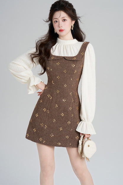 Sequin Patchwork Layered-Look Dress