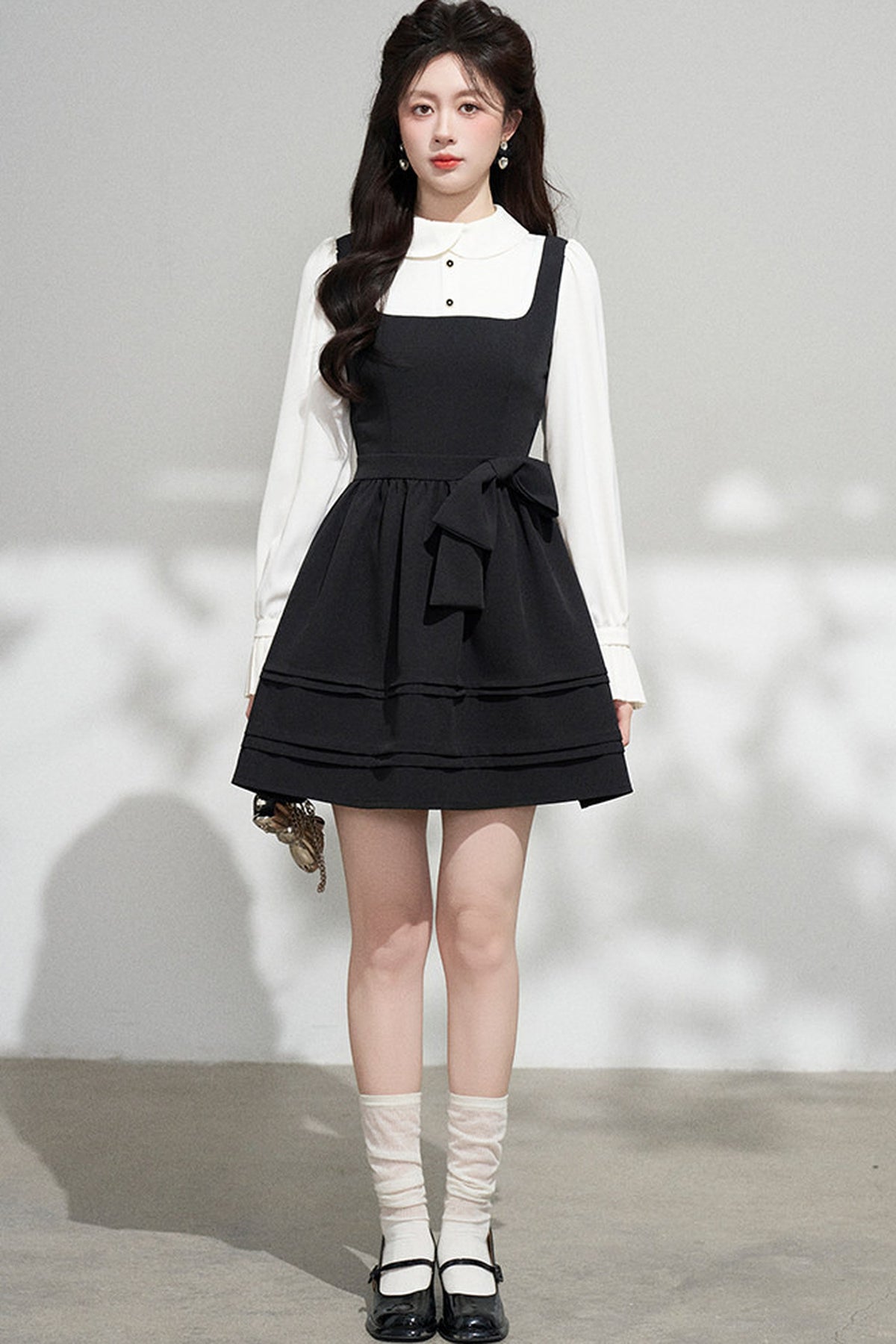 Layered-Look Puffy Collared Dress