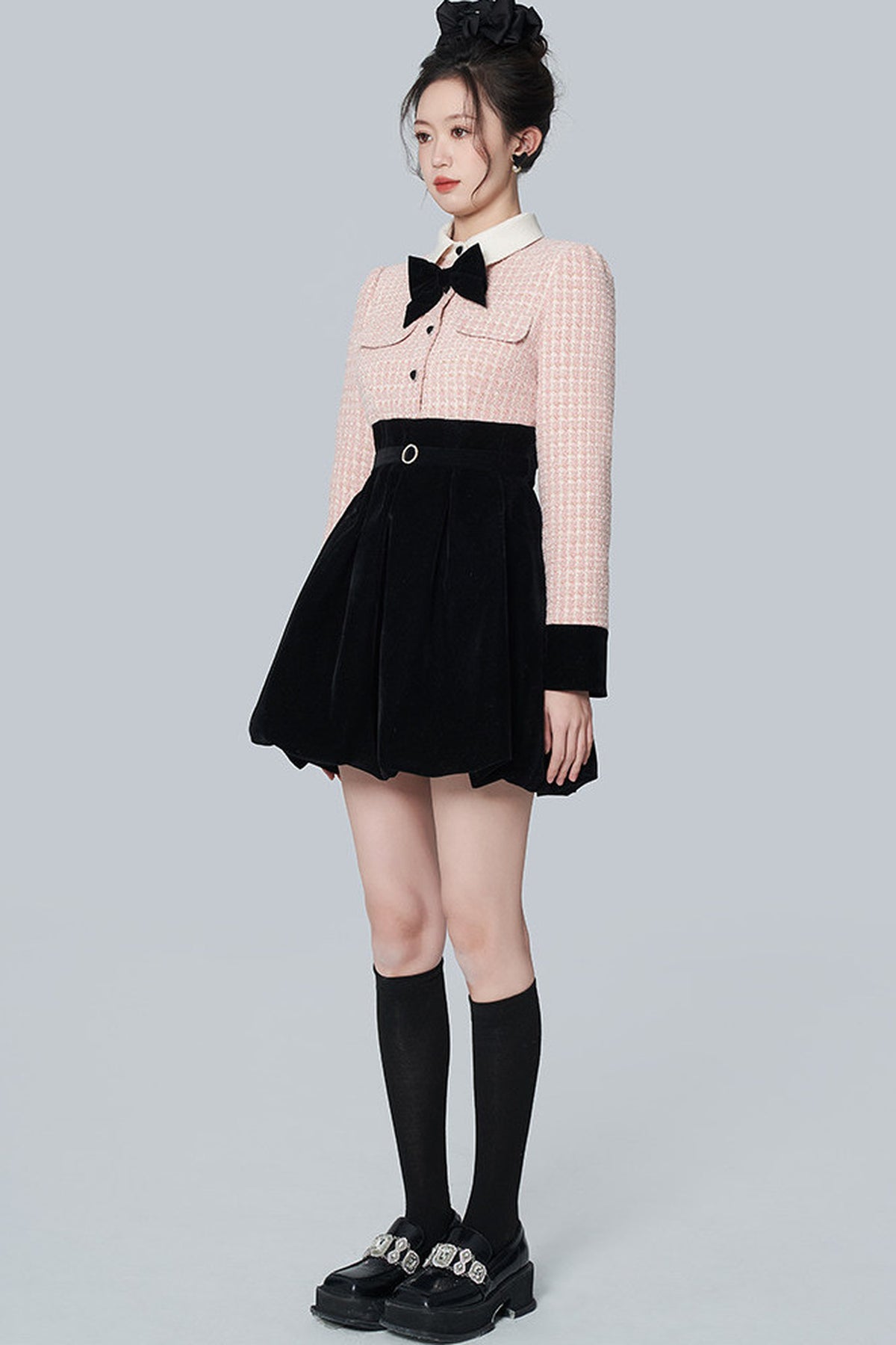 Pink Tweed A-Line Dress