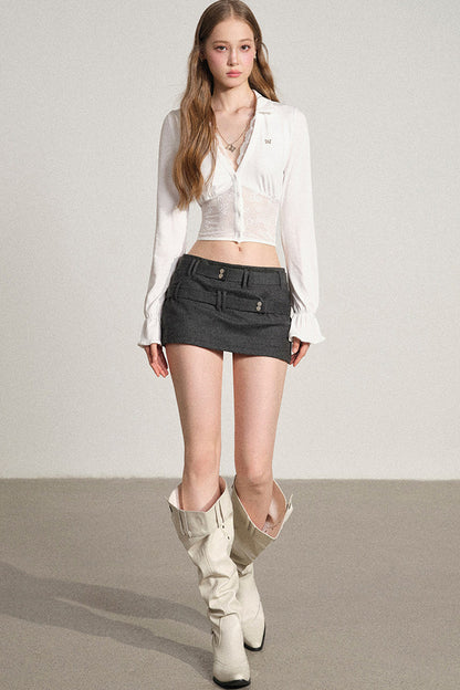 White Lace V-Neck Blouse