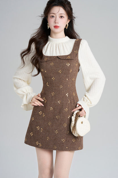 Sequin Patchwork Layered-Look Dress