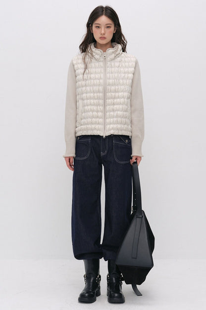 Knit Spliced Quilted Down Jacket