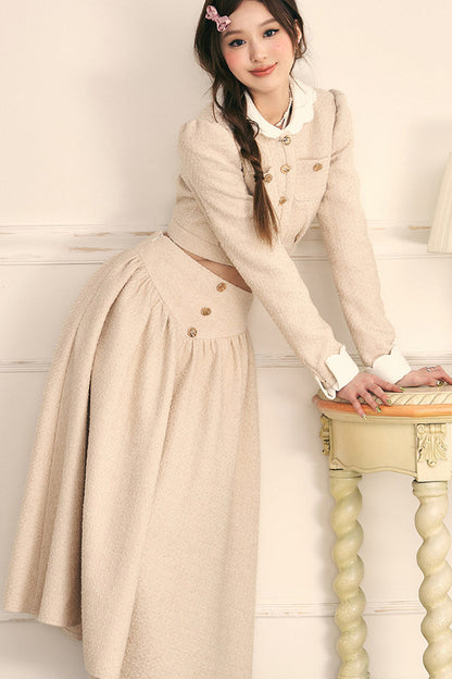 Tweed Jacket and Long Skirt Two-Piece Set