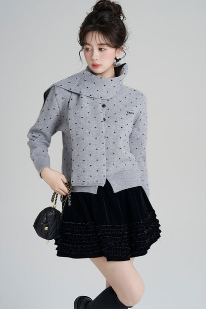 Short Woolen Knit Cardigan