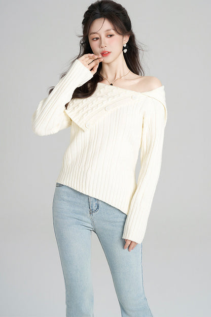 Off-Shoulder Knit Top and Skirt Set-Up