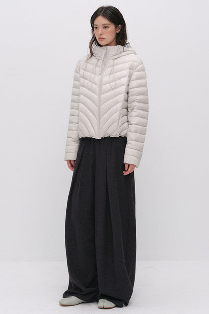 3D Quilted Drawstring Hooded Down Jacket