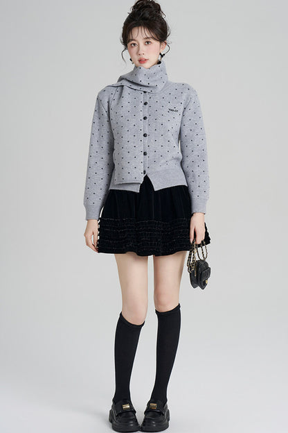Short Woolen Knit Cardigan