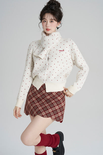 Short Woolen Knit Cardigan