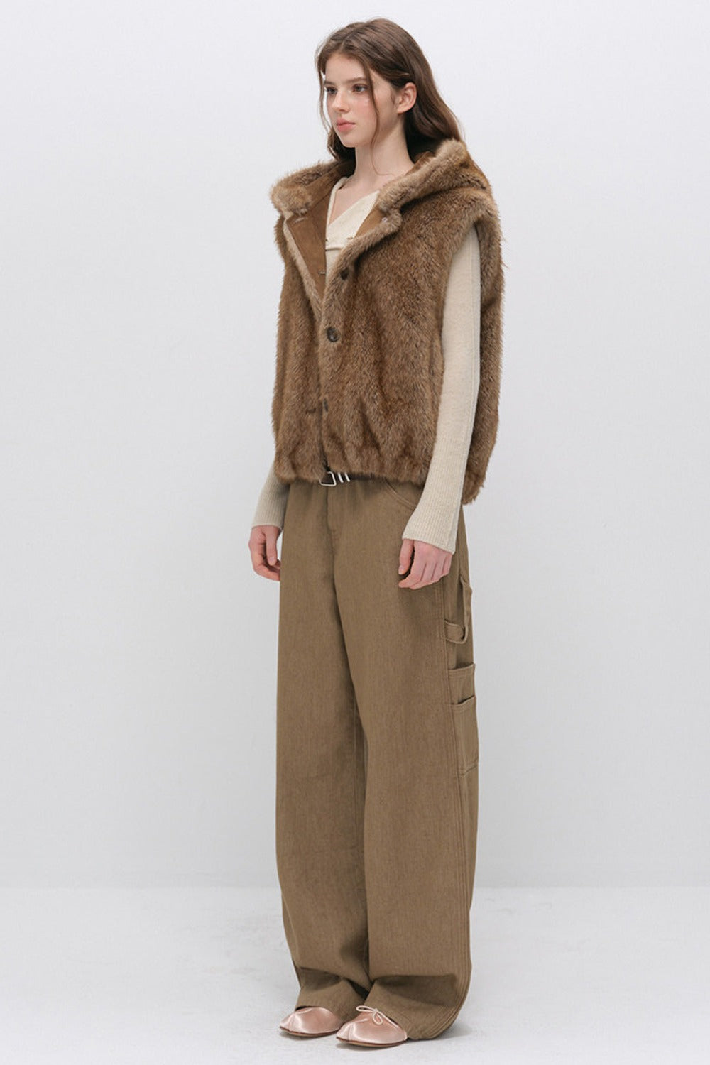 Hooded Faux Fox Fur Vest