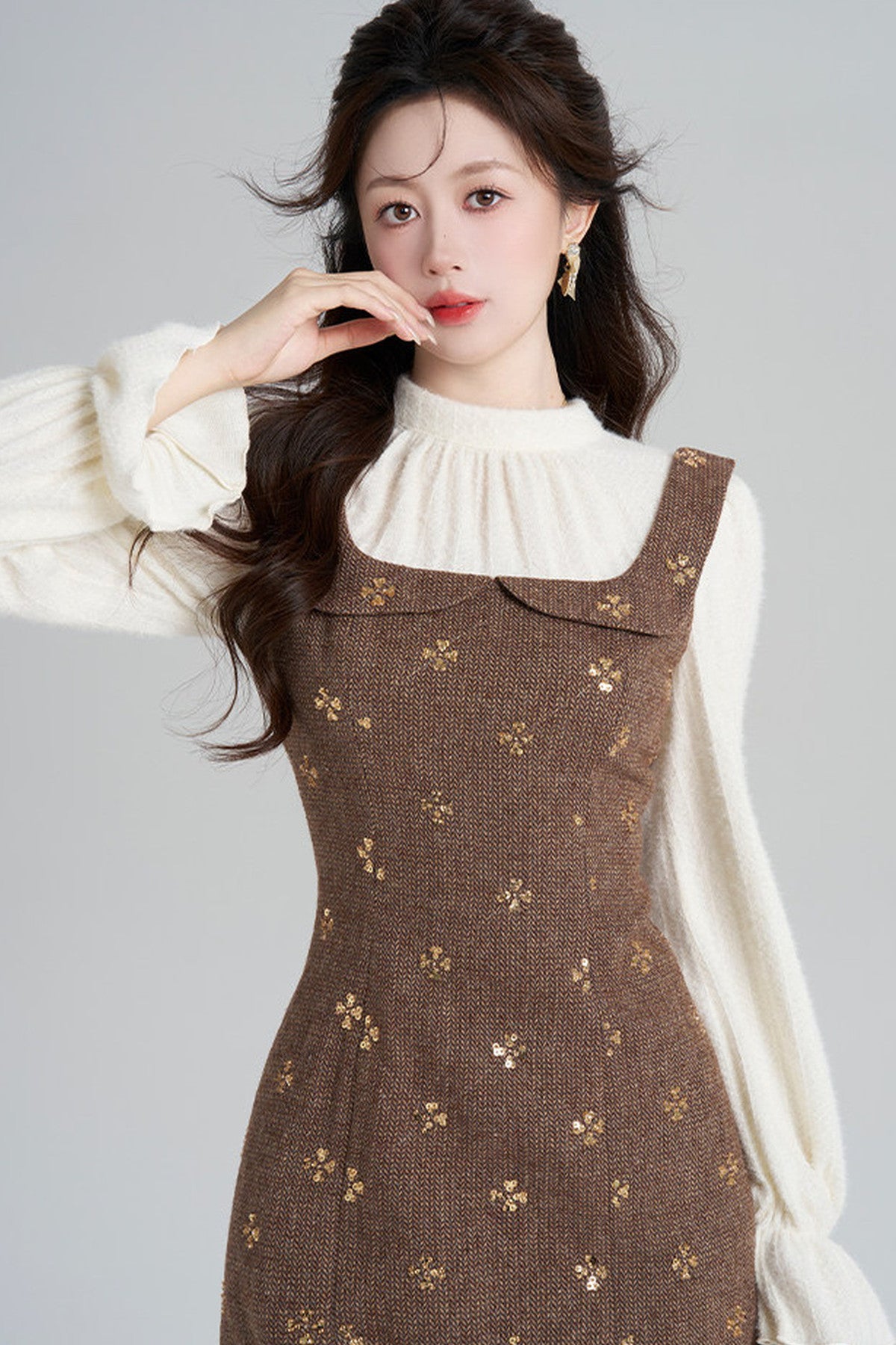 Sequin Patchwork Layered-Look Dress