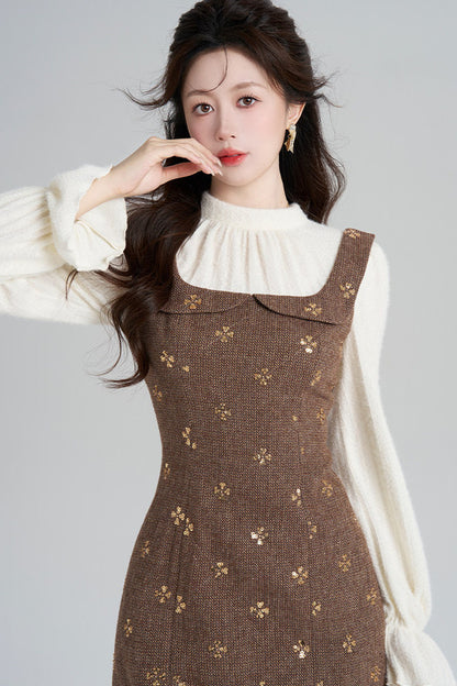 Sequin Patchwork Layered-Look Dress