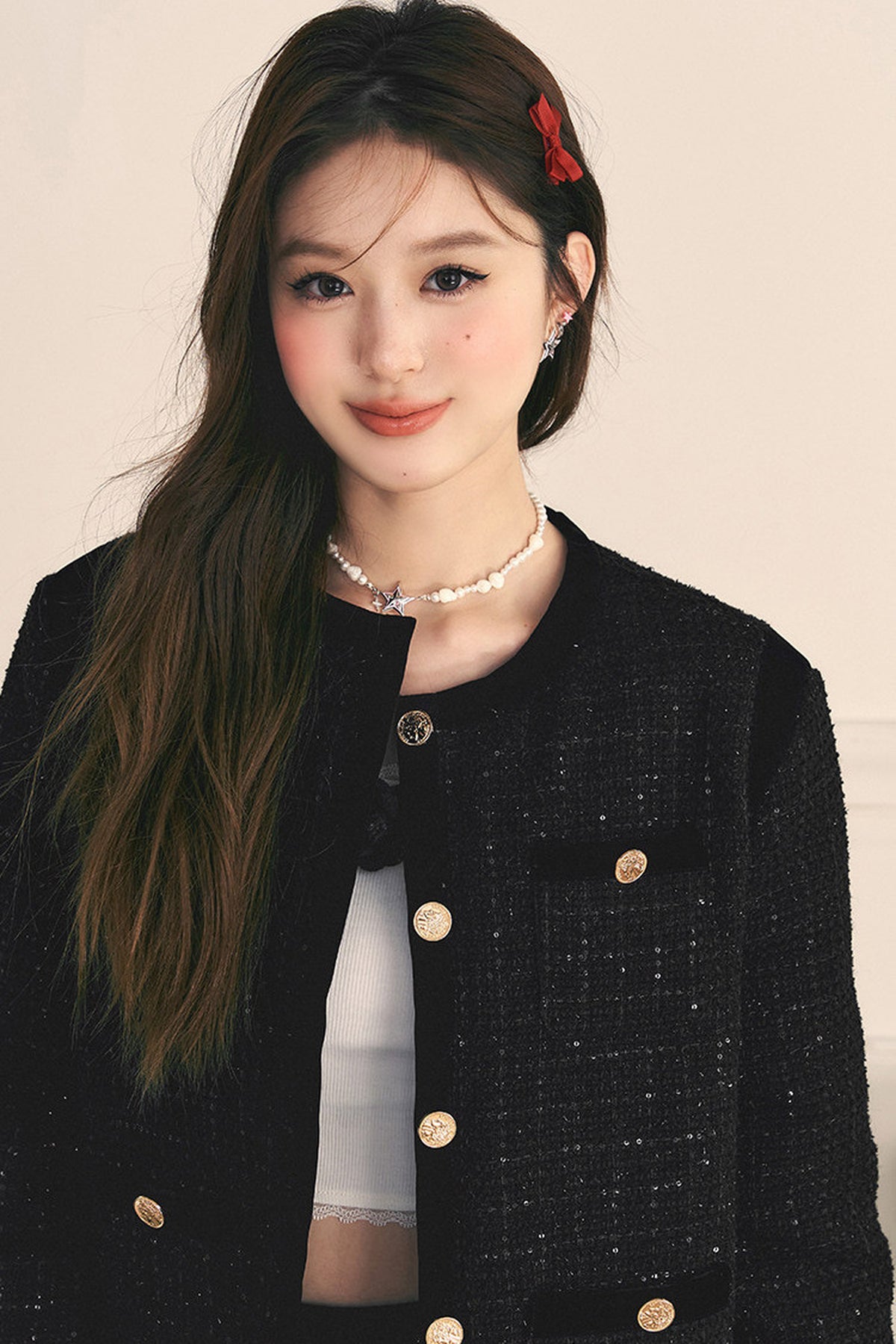 Velvet Patchwork Tweed Jacket and Skirt Set-Up