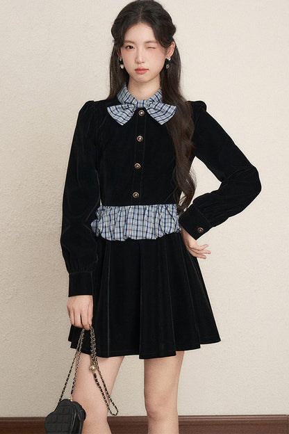 Black Velvet A-Line Dress