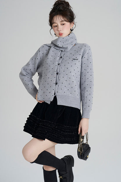 Short Woolen Knit Cardigan