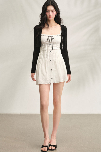 White Strappy Dress & Cardigan Set-Up