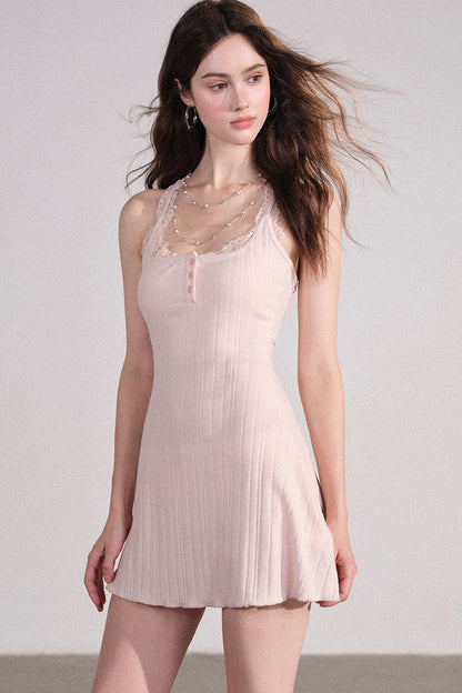 Slim Fit Cardigan and Tank Dress Set-Up