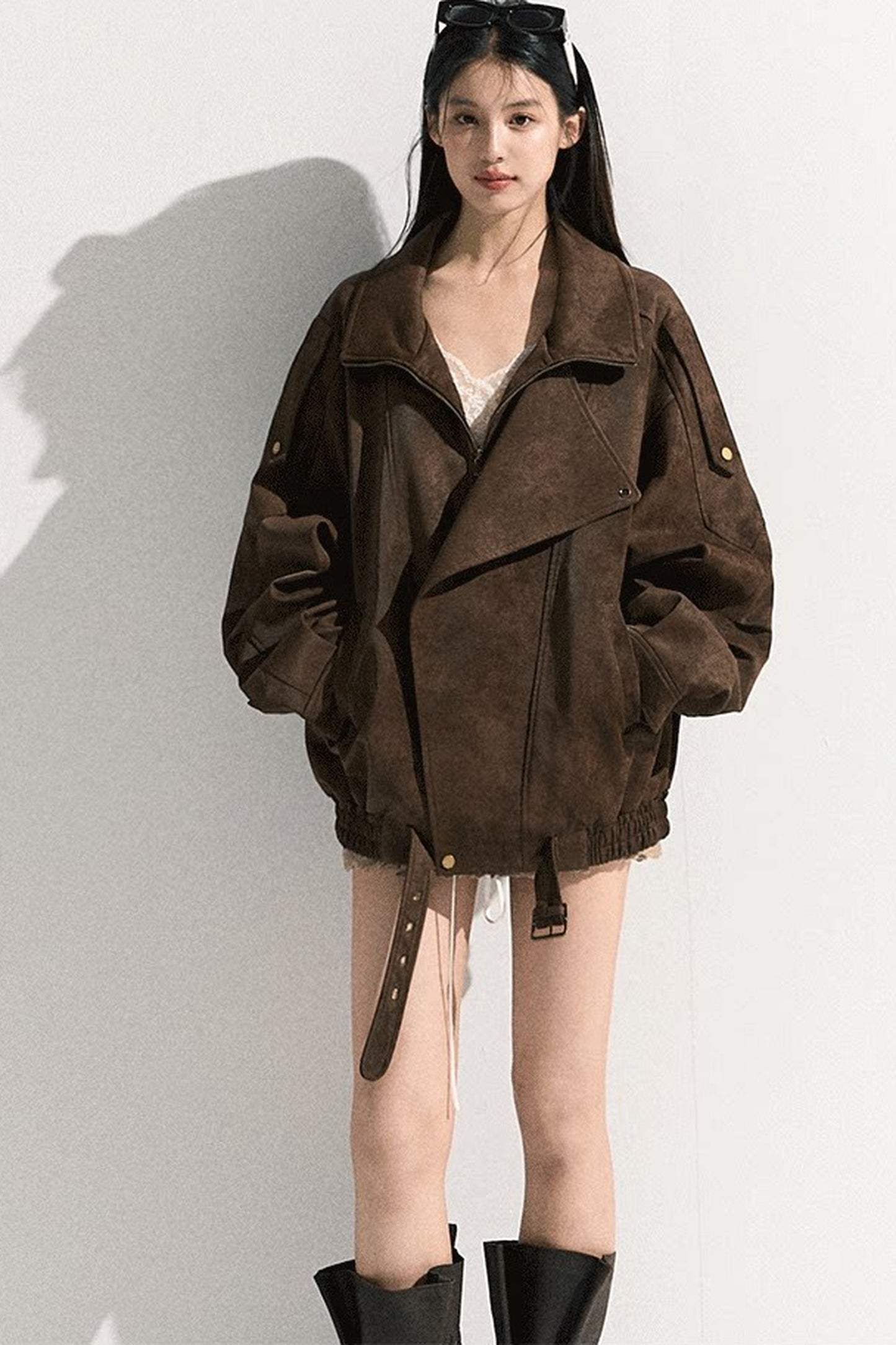 Suede Texture Leather Jacket