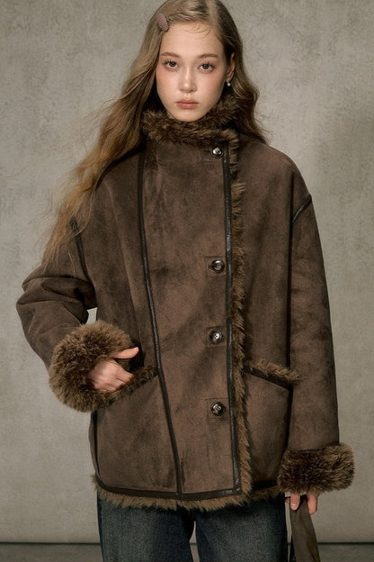 Reversible Faux Suede Fur Jacket