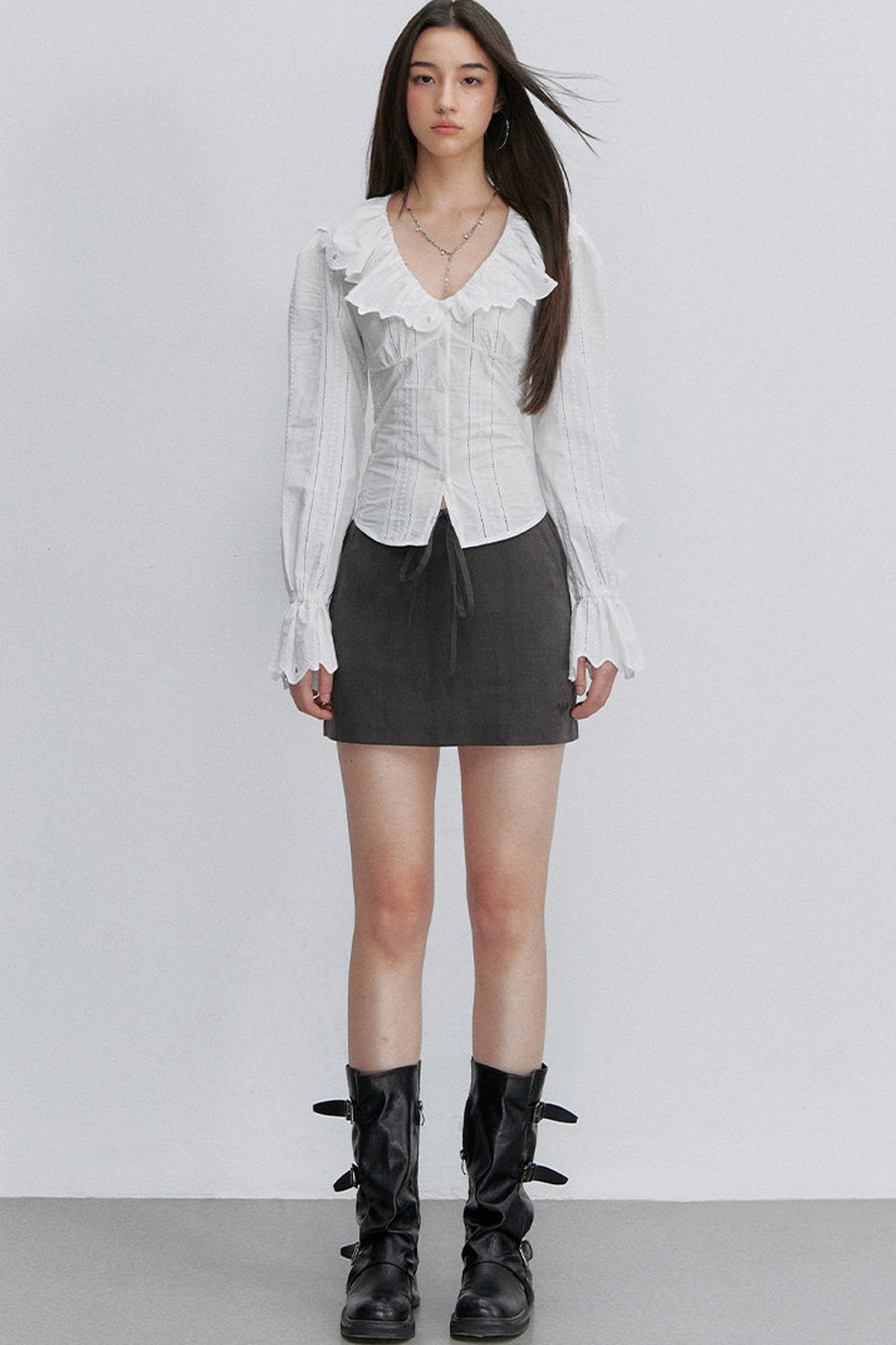 French Lace Tie-Waist Blouse
