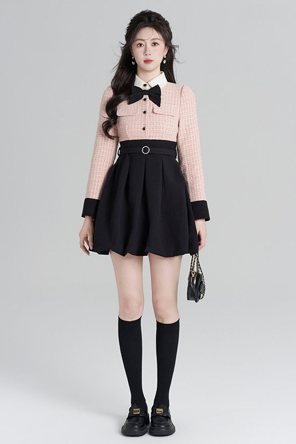 Layered-Look Wool Floral Dress
