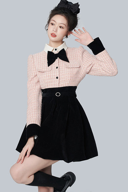 Pink Tweed A-Line Dress