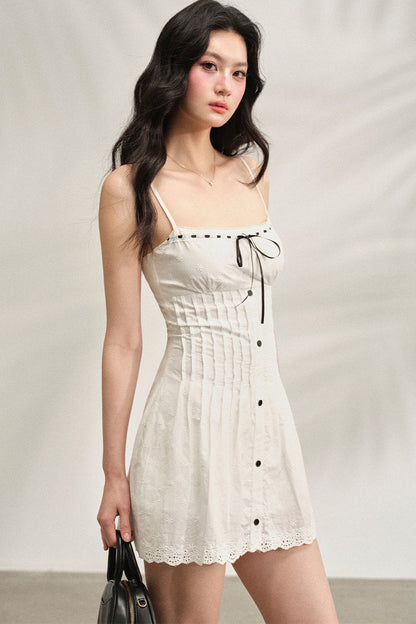 White Strappy Dress & Cardigan Set-Up