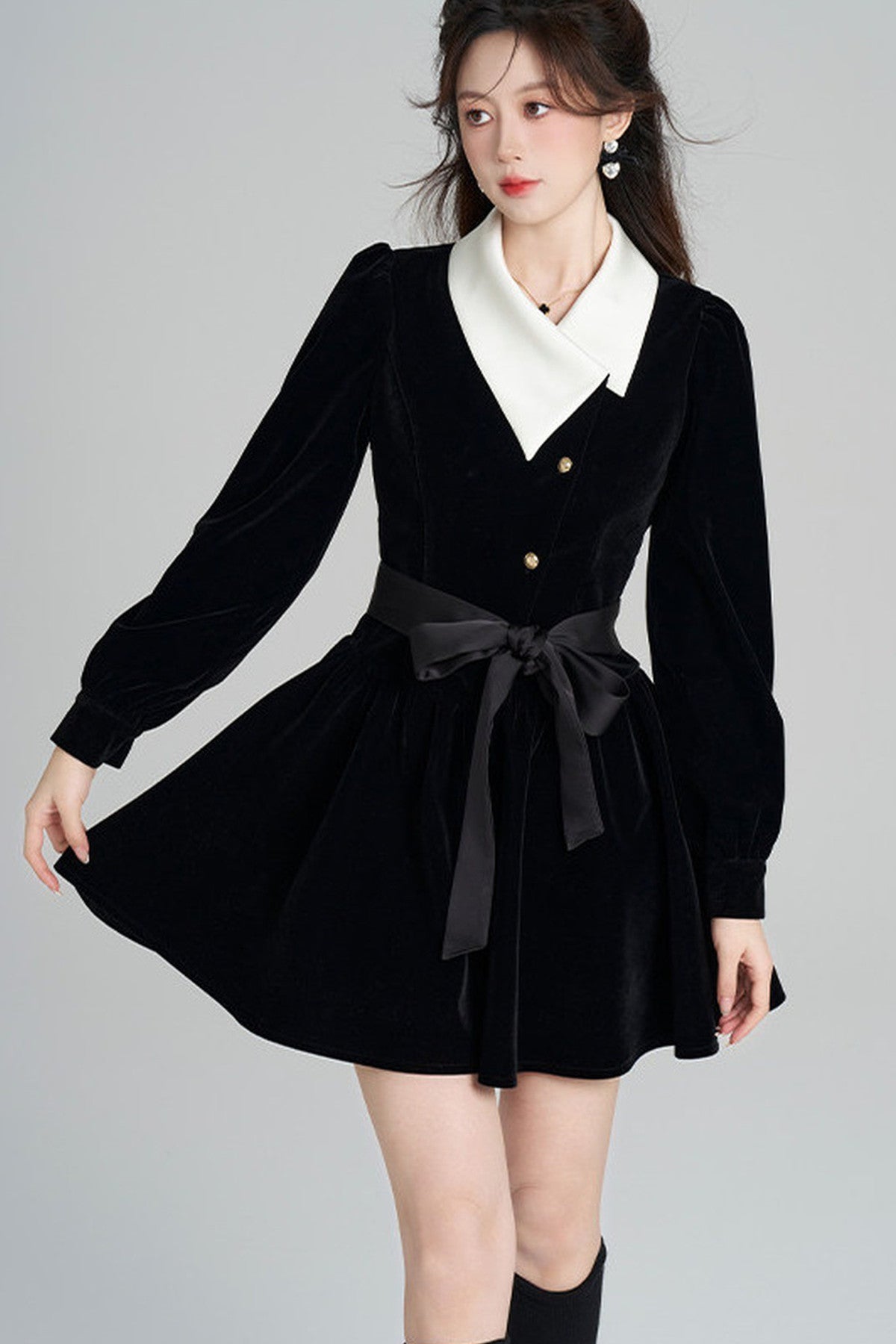 Black Velvet A-Line Dress