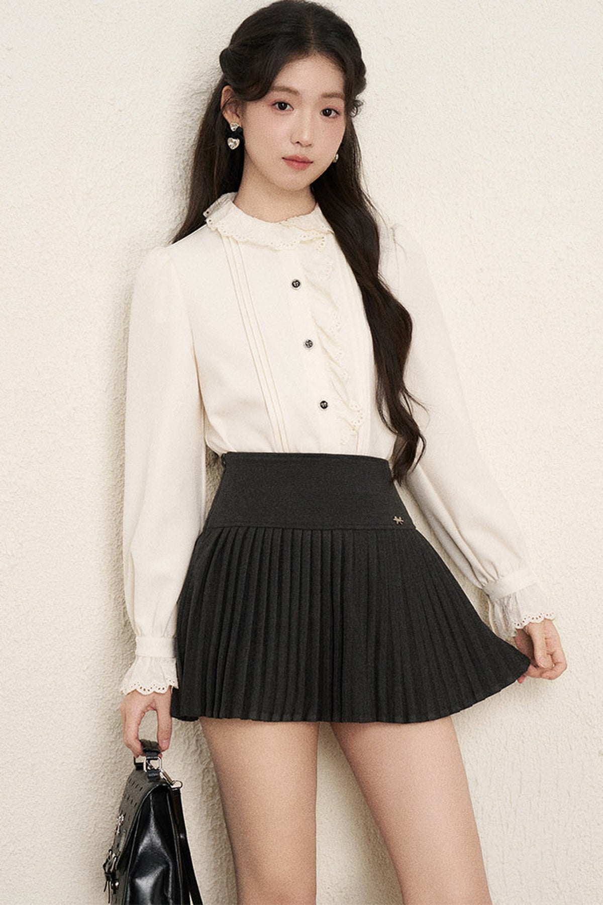 Ruffled Blouse and Vest Dress Set-Up