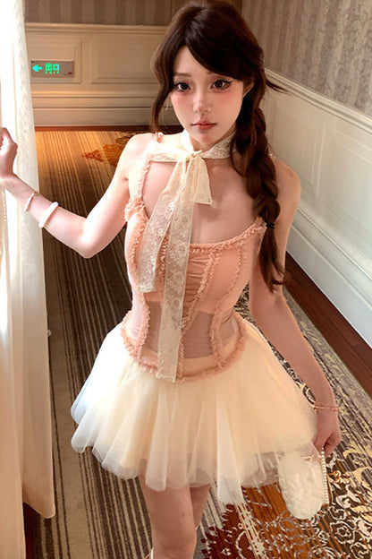 Nutcracker Pink Camisole and Mesh Skirt Set-Up