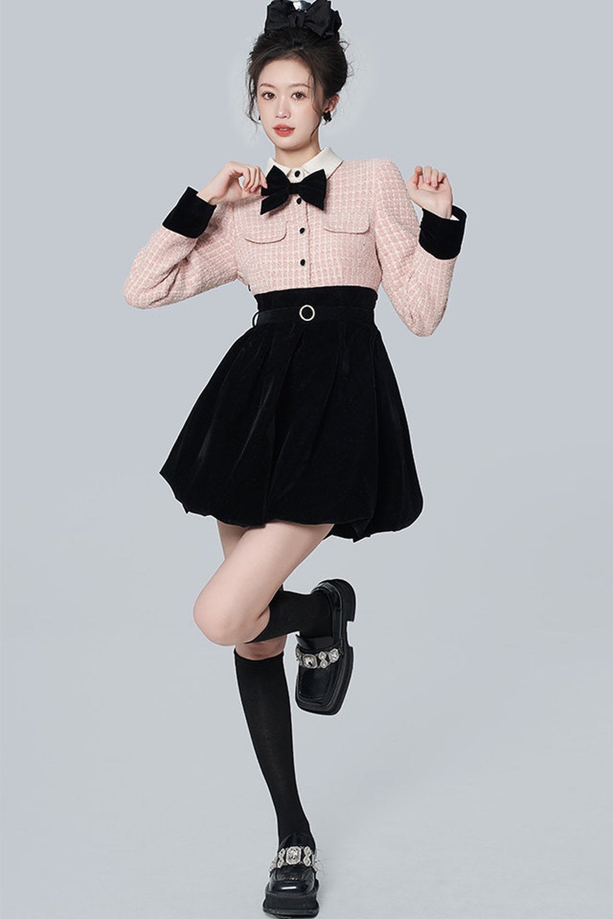 Pink Tweed A-Line Dress