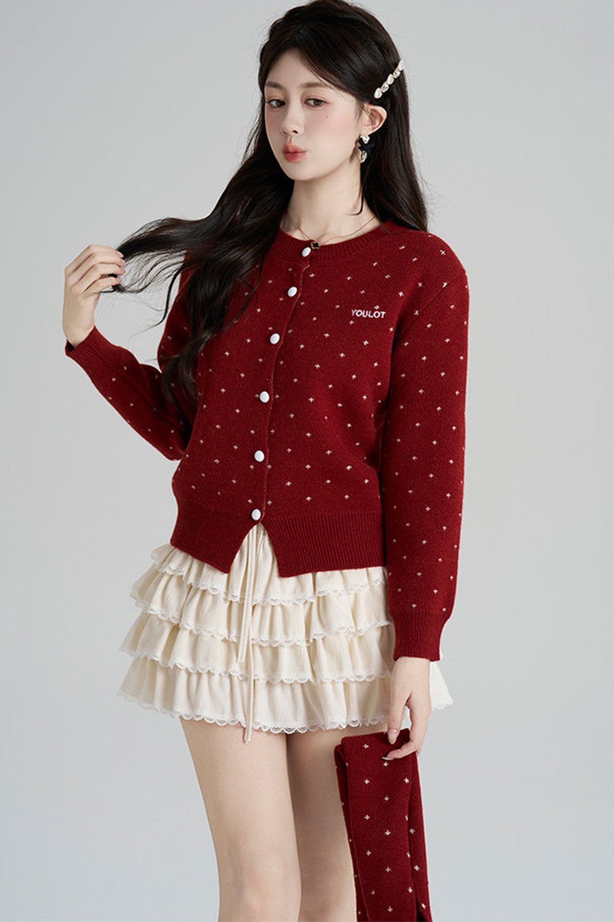 Short Woolen Knit Cardigan
