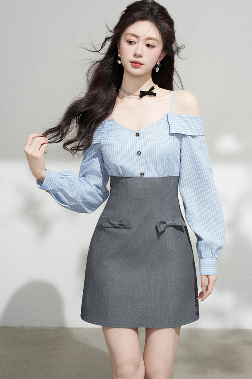 Striped Off-Shoulder Dress