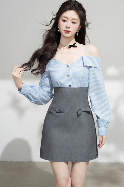 Striped Off-Shoulder Dress