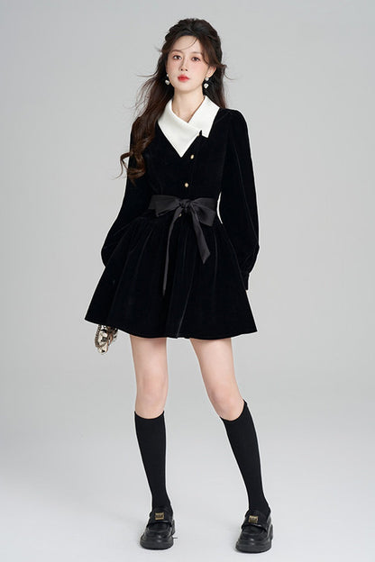 Black Velvet A-Line Dress