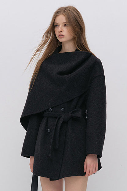 Half Shawl Wool Coat