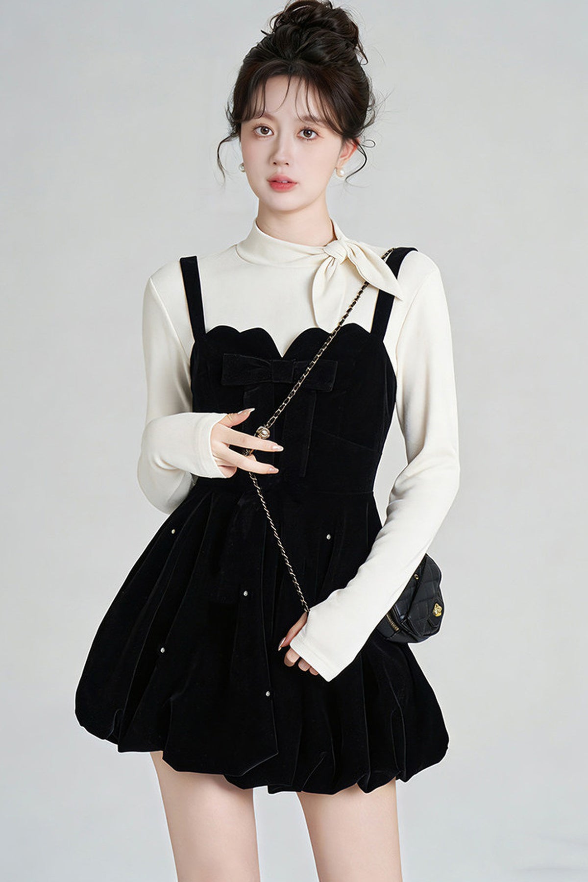 Beaded Velvet Dress and Top Set-Up