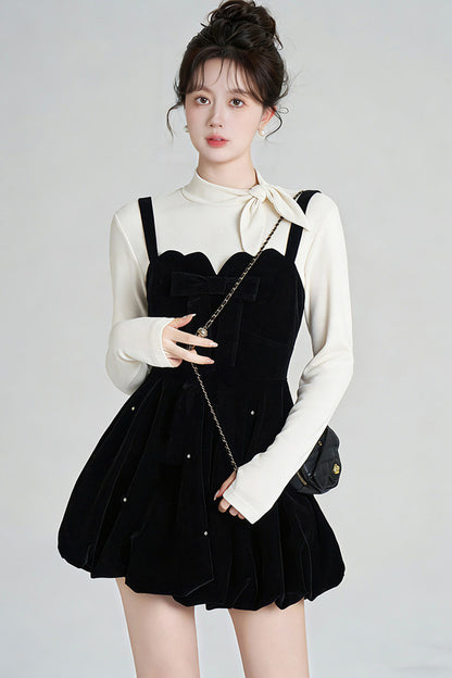 Beaded Velvet Dress and Top Set-Up