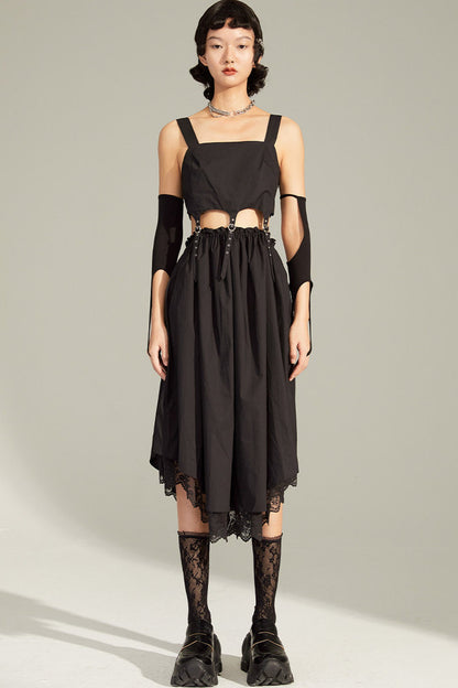 Black Mid-Length Camisole Dress