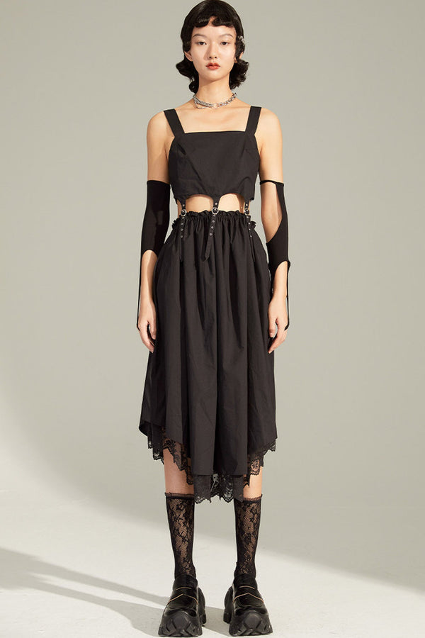Black Mid-Length Camisole Dress