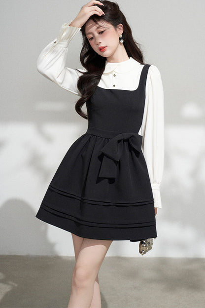 Layered-Look Puffy Collared Dress