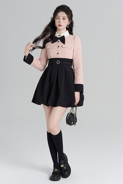 Layered-Look Wool Floral Dress