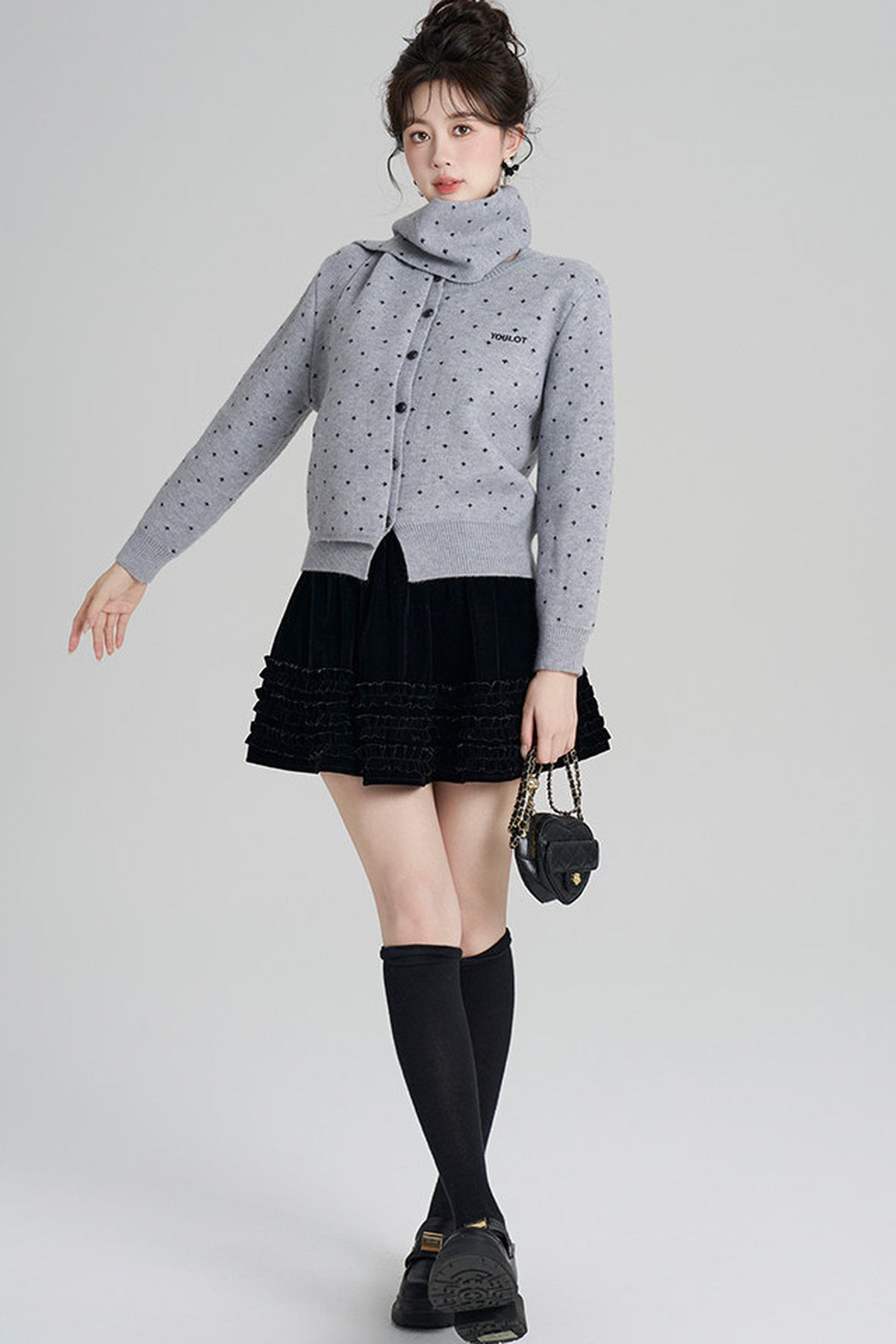 Short Woolen Knit Cardigan