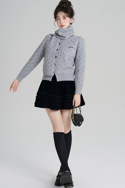 Short Woolen Knit Cardigan
