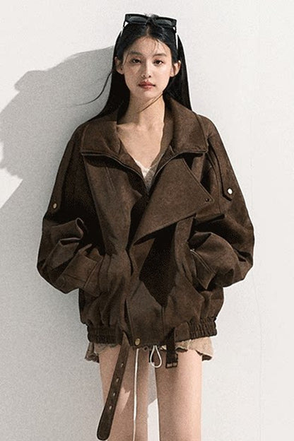 Suede Texture Leather Jacket