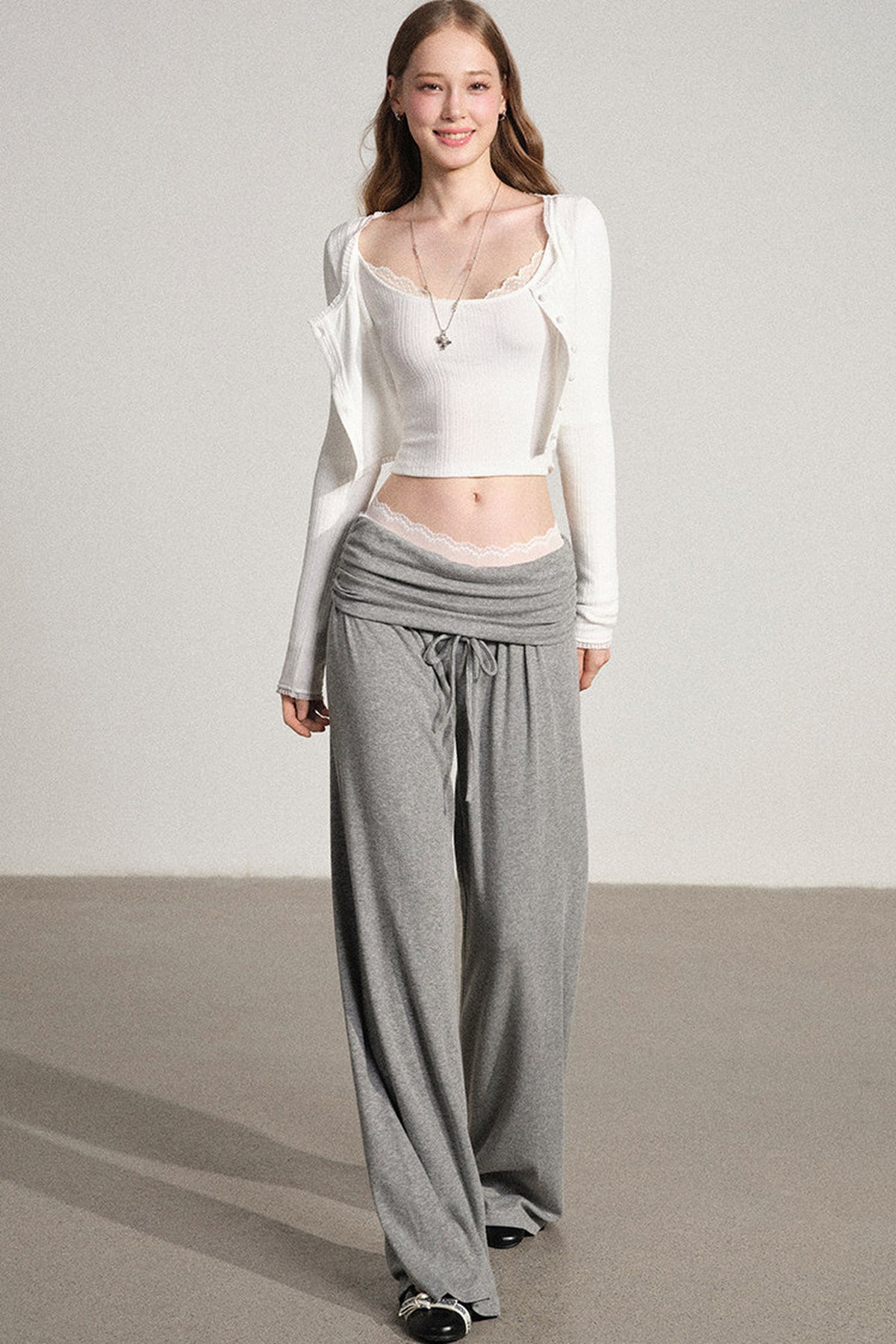 Backless Top and Wide-Leg Pants Set-Up