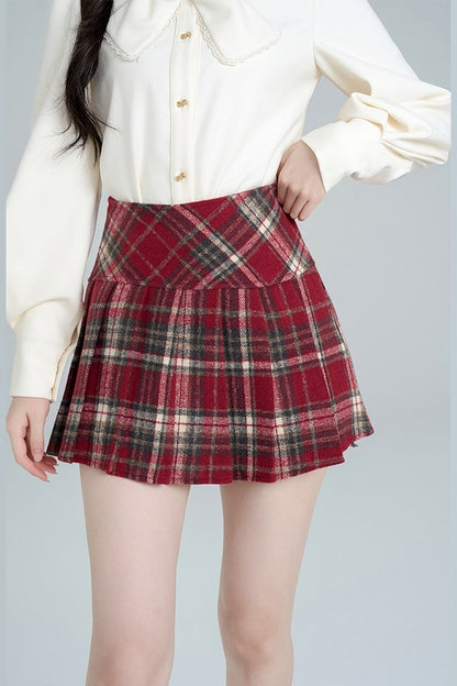Red Plaid Dress and Apricot Shirt Set-Up
