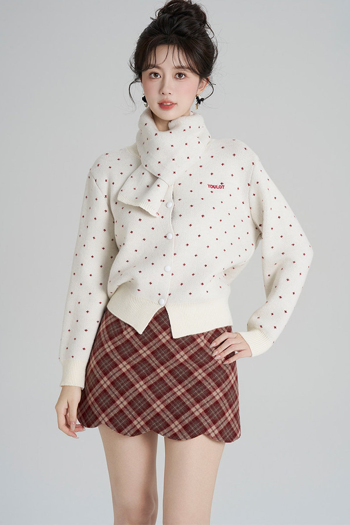 Short Woolen Knit Cardigan