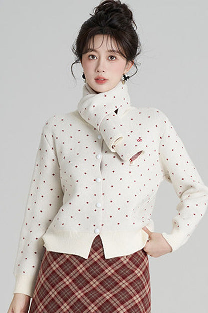 Short Woolen Knit Cardigan