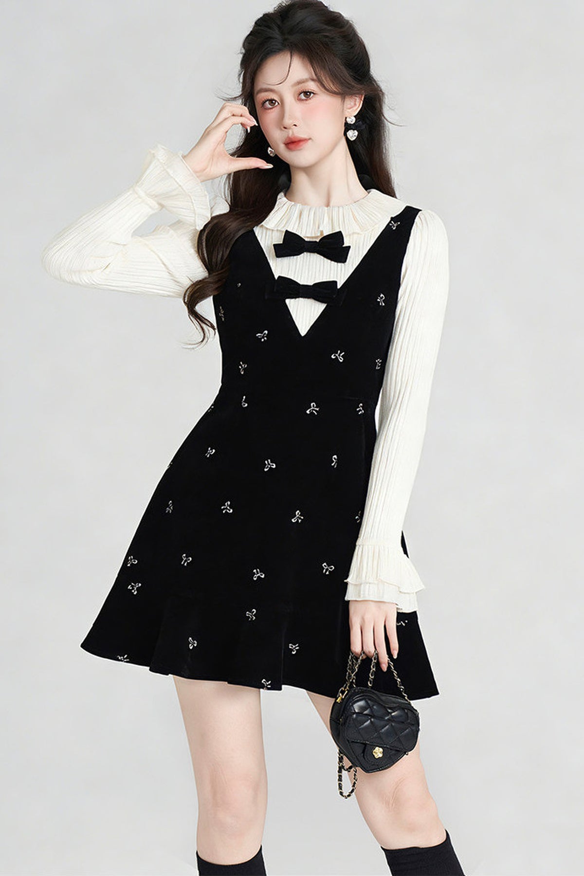 Black Velvet Layered-Look Dress