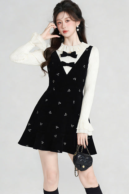 Black Velvet Layered-Look Dress